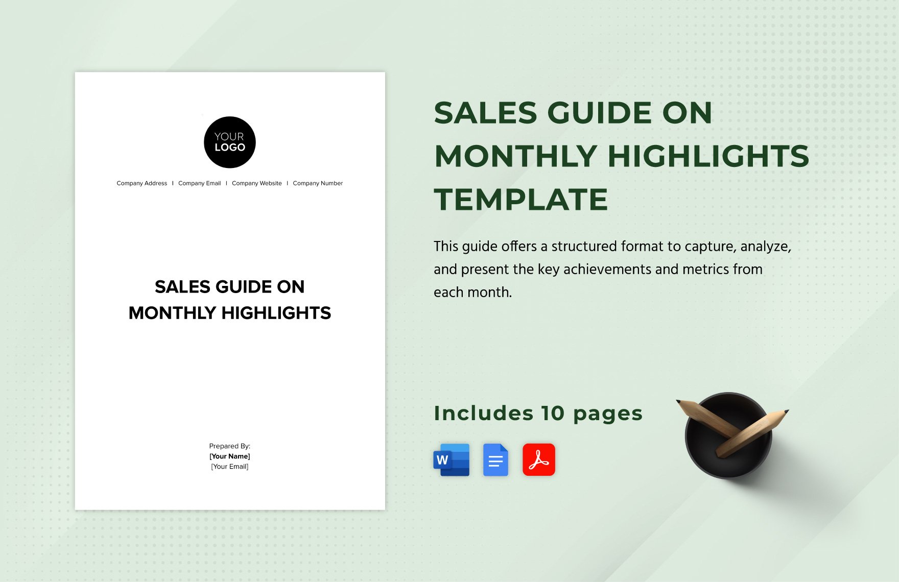 Sales Guide on Monthly Highlights Template in Word, Google Docs, PDF