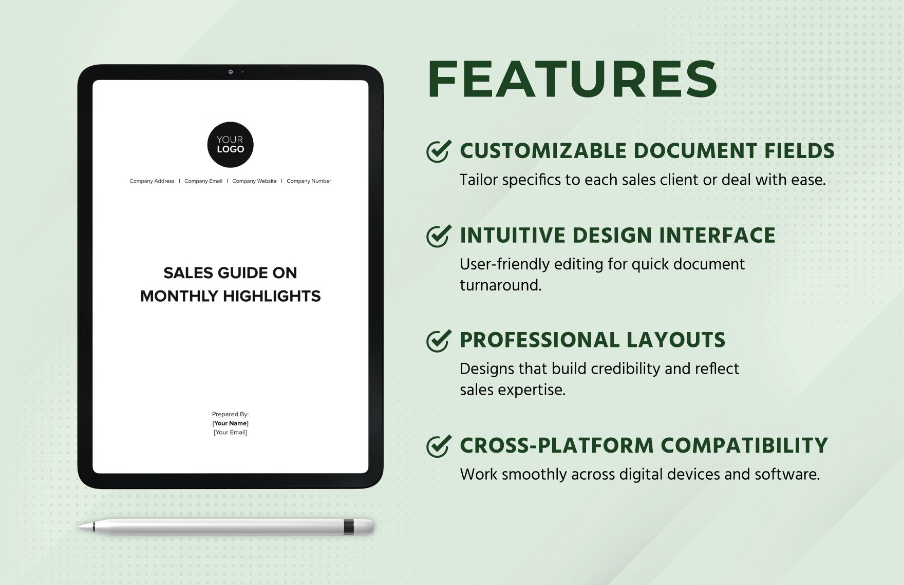 Sales Guide on Monthly Highlights Template