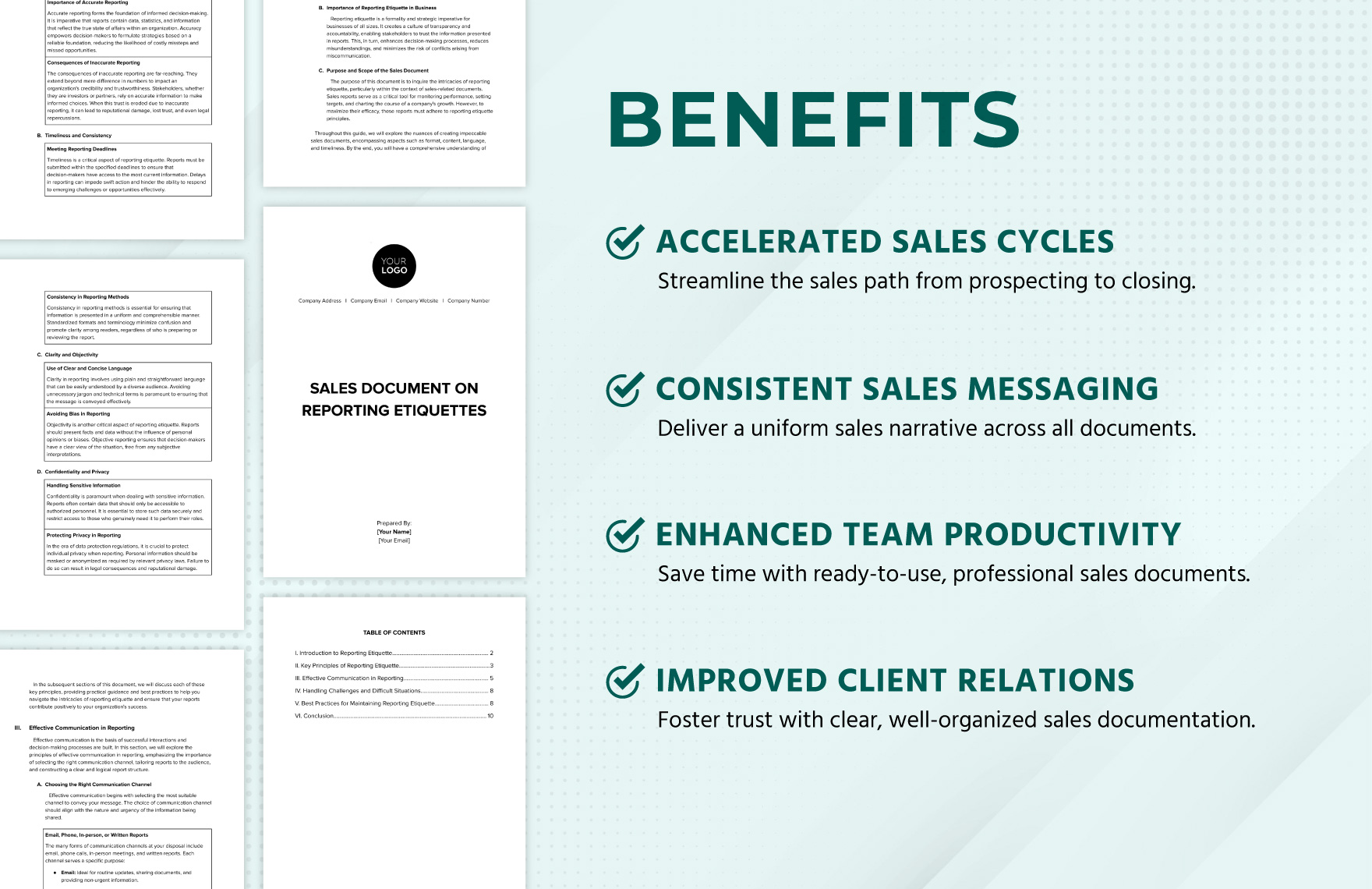 Sales Document on Reporting Etiquettes Template