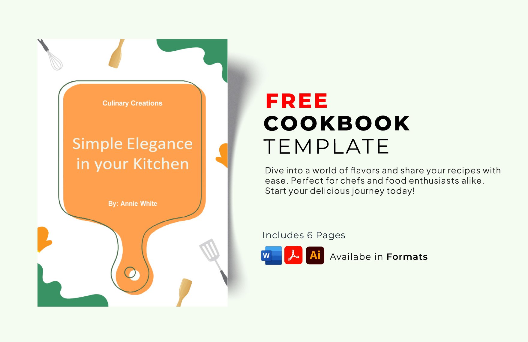 Free Photo CookBook Cover Template Download in Word Google Docs PDF