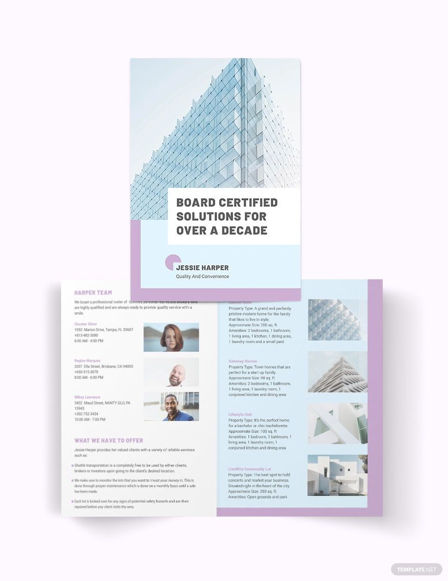 Personal Real Estate Broker Bi-Fold Brochure Template