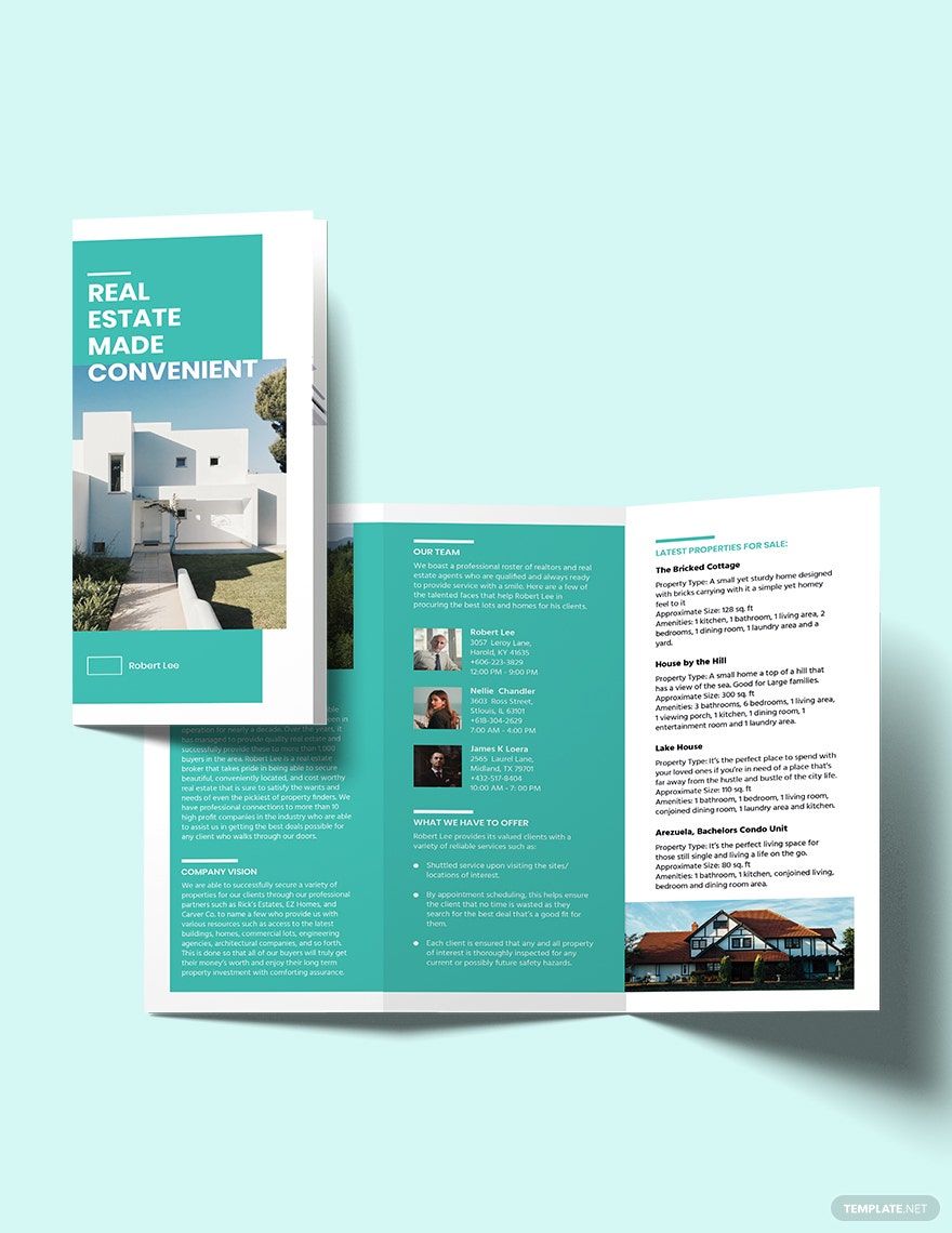 Property Broker Tri-Fold Brochure Template