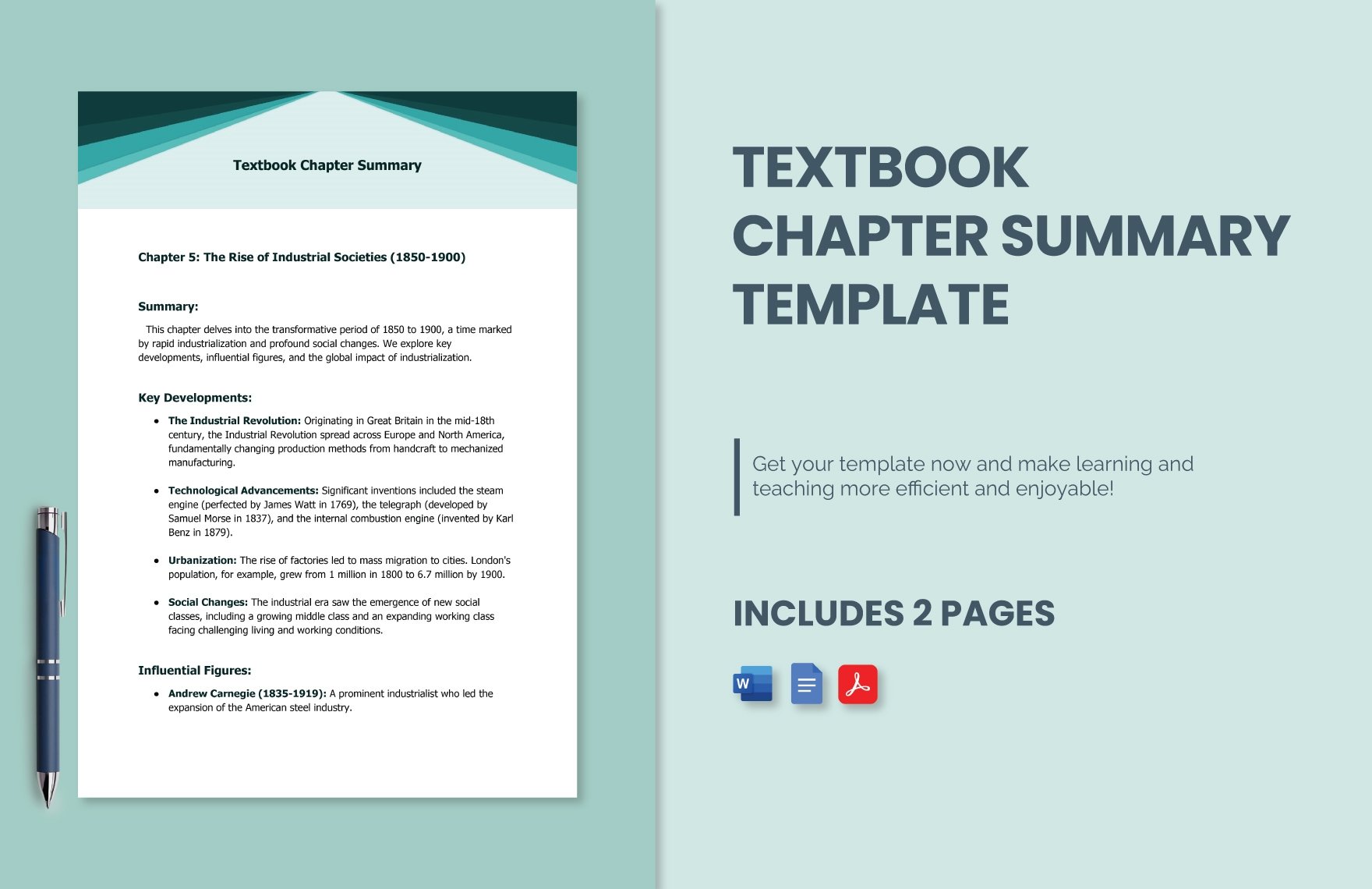 Free Textbook Chapter Summary Template in Word, Google Docs, PDF