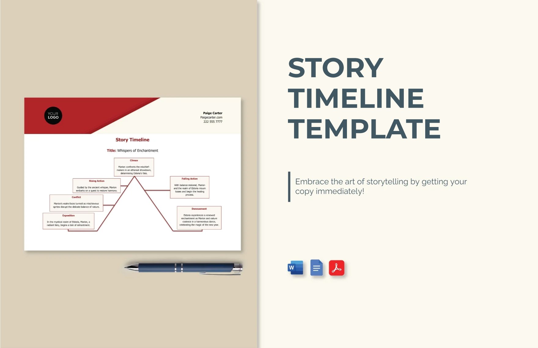 Free Story Timeline Template in Word, Google Docs, PDF