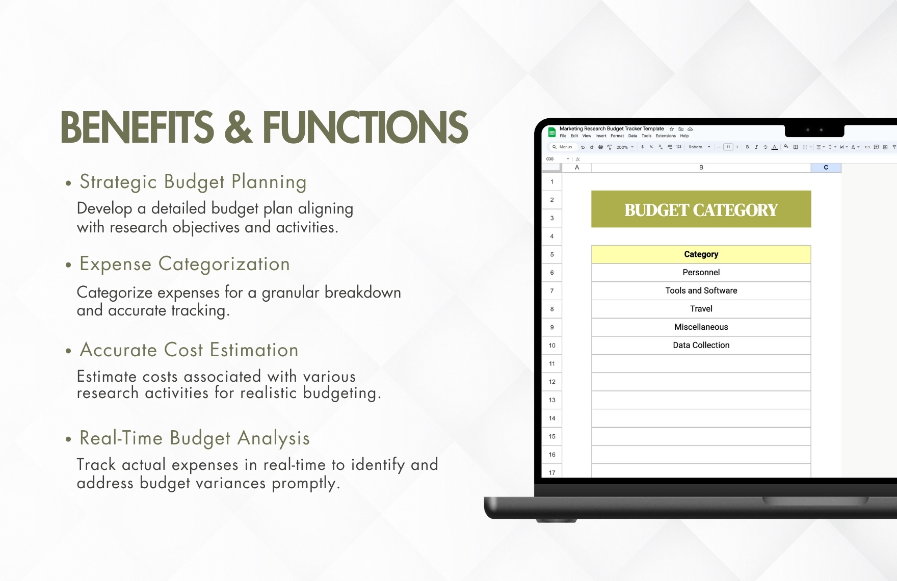 Marketing Research Budget Tracker Template