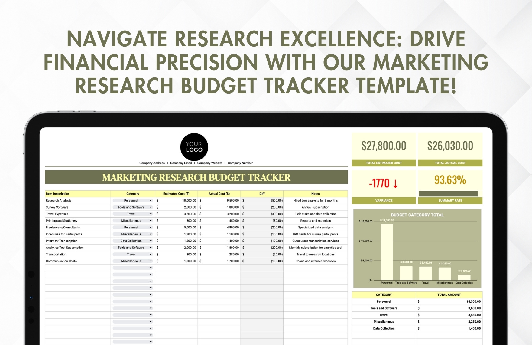 Marketing Research Budget Tracker Template