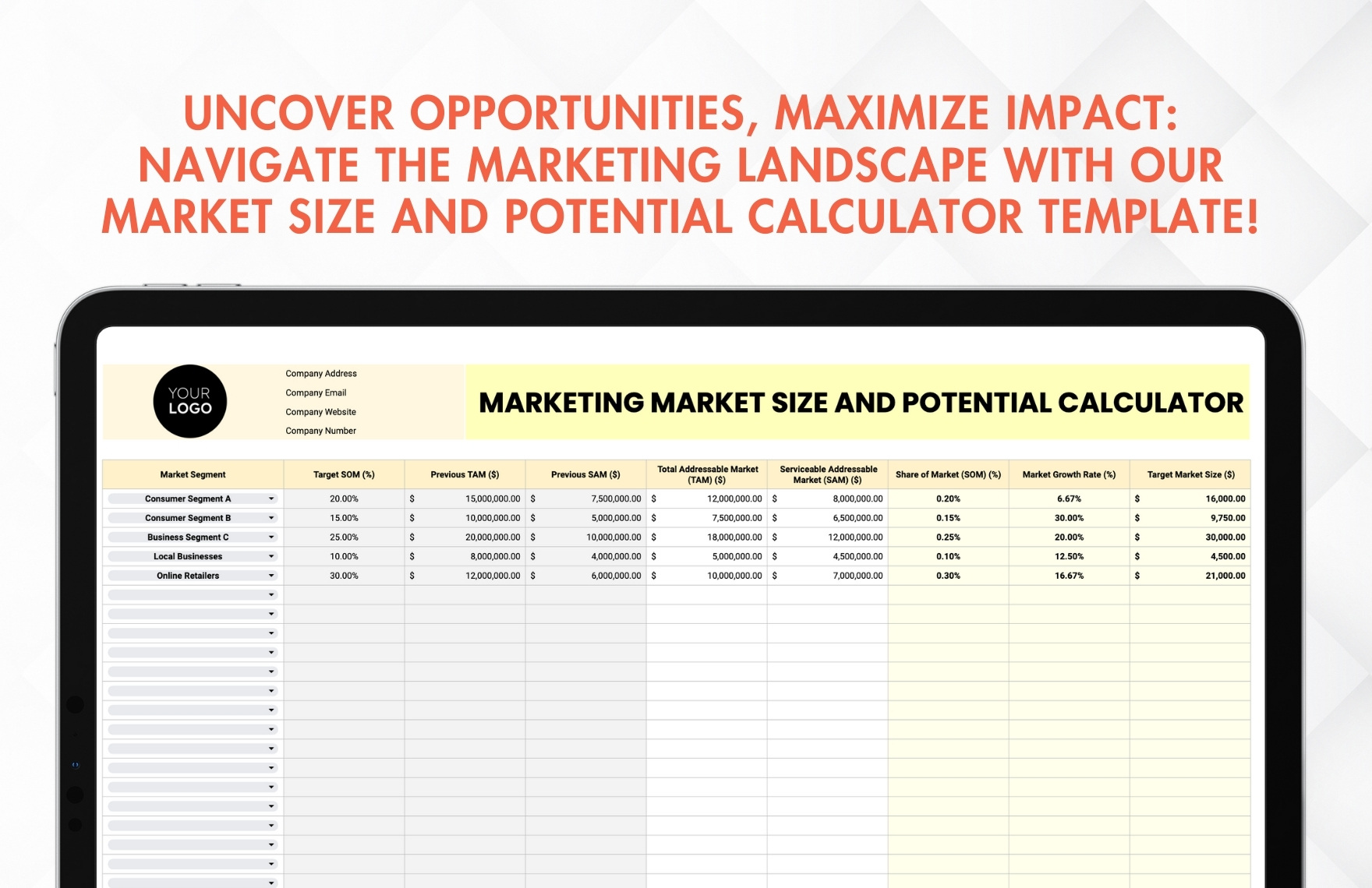 Marketing Market Size and Potential Calculator Template