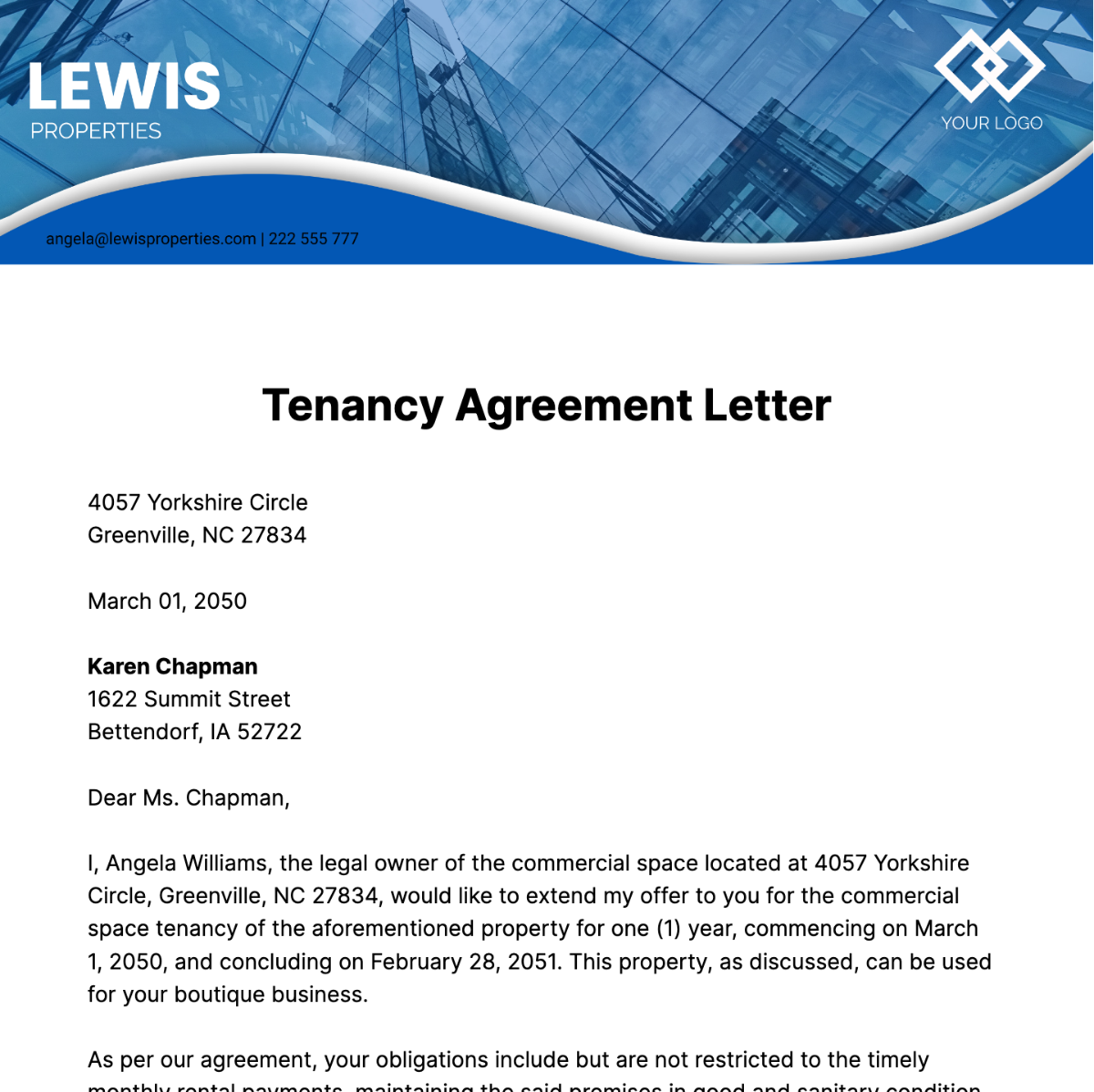 Tenancy Agreement Letter Template