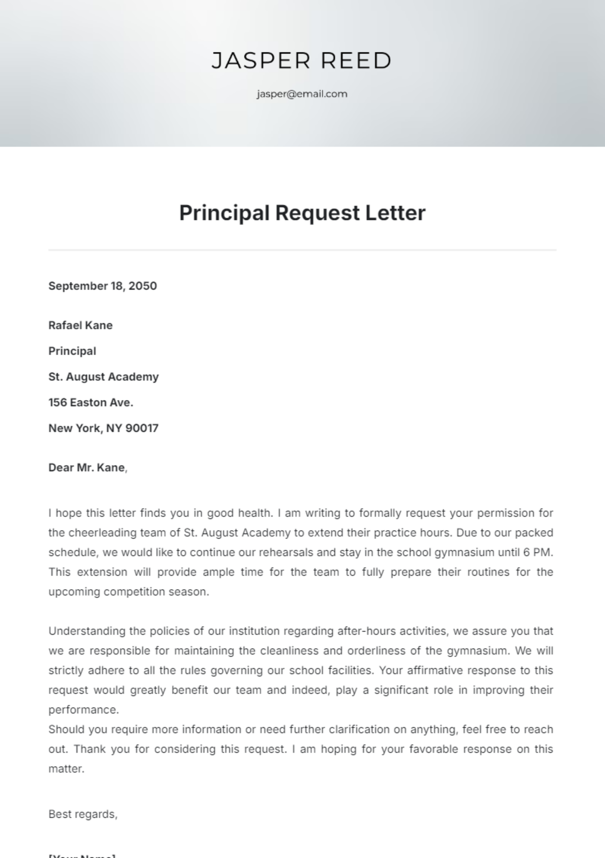 Principal Request Letter Template - Edit Online & Download