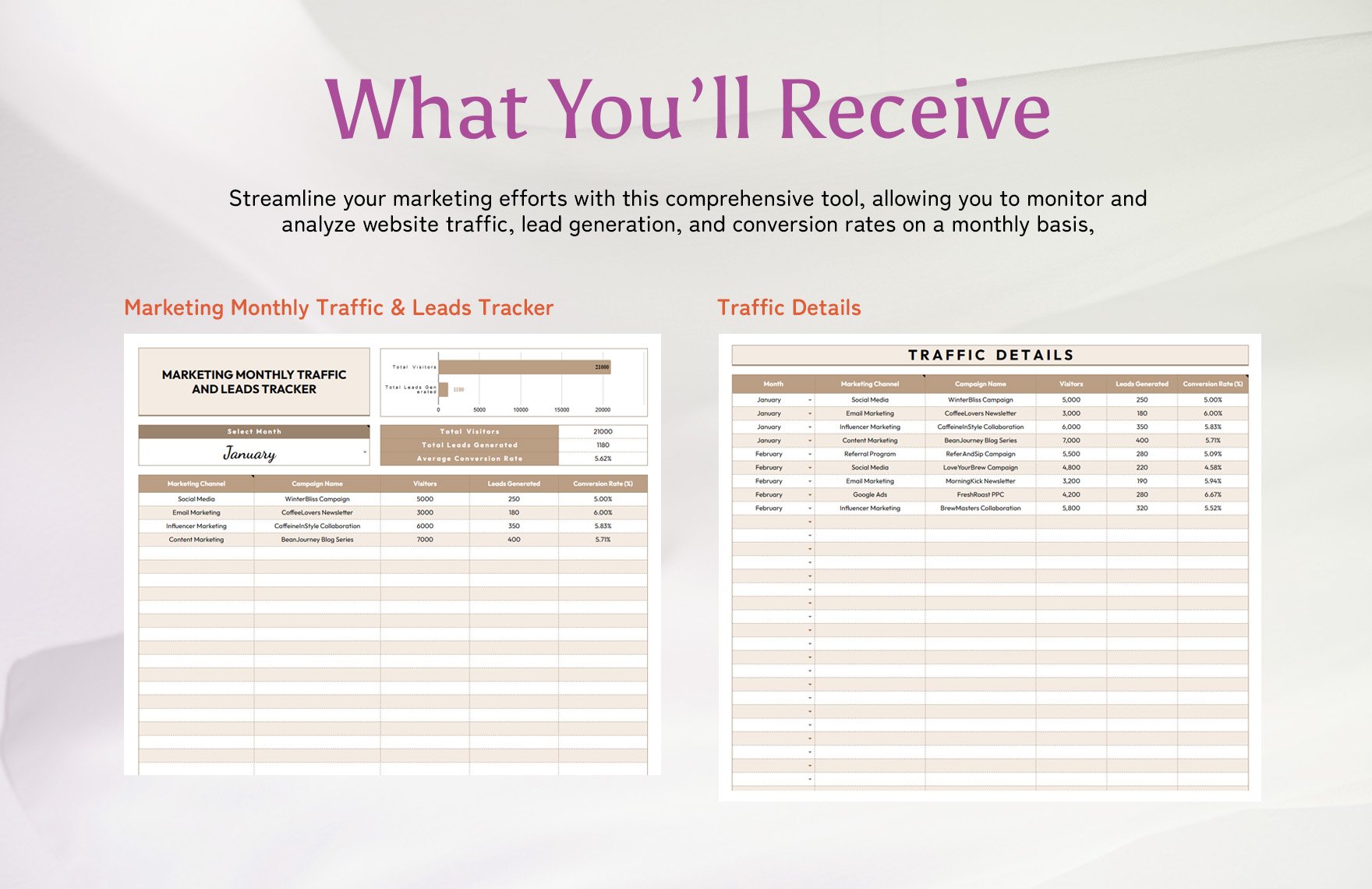 Marketing Monthly Traffic and Leads Tracker Template