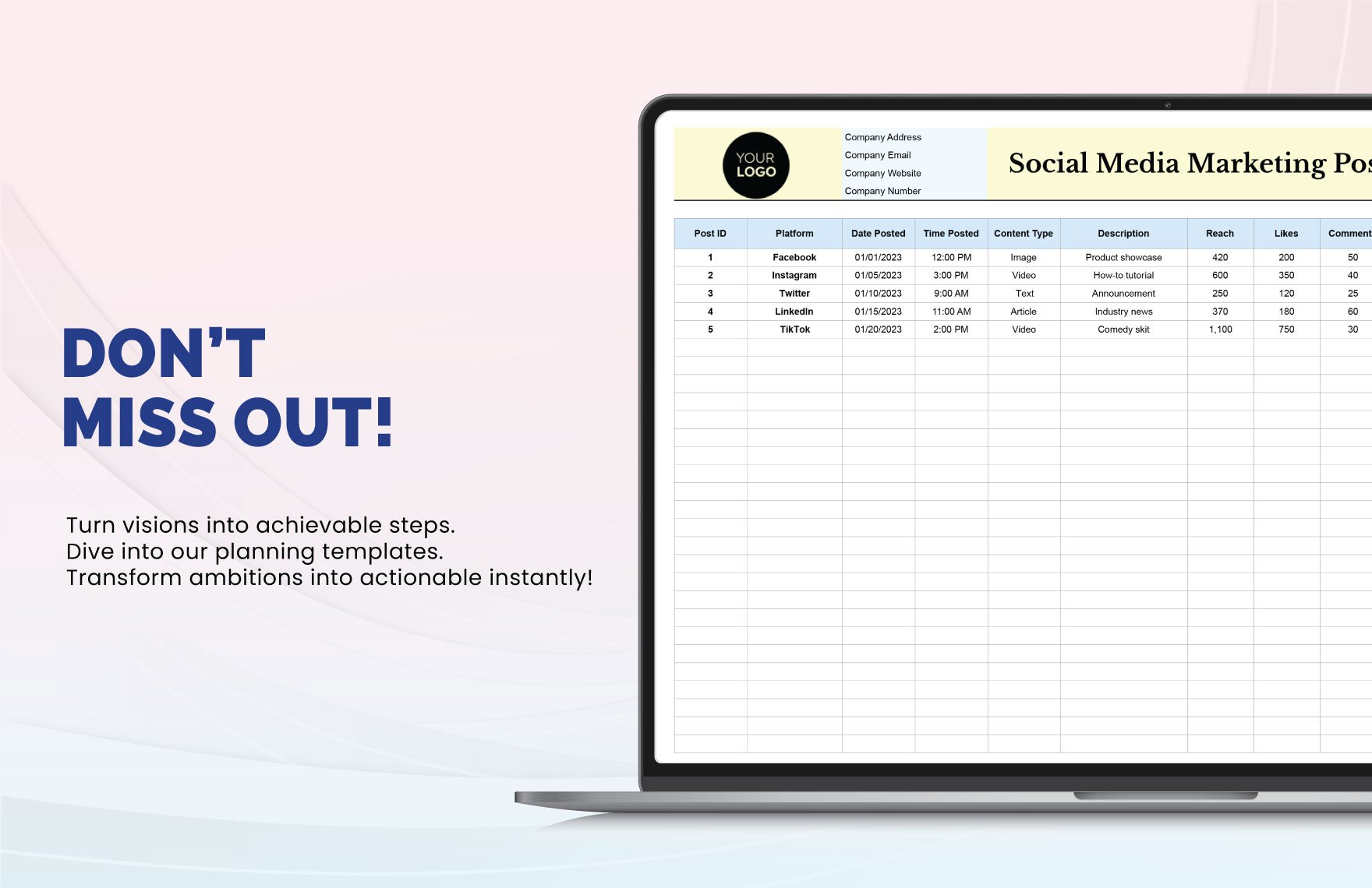 Social Media Marketing Post Insights Collector Template