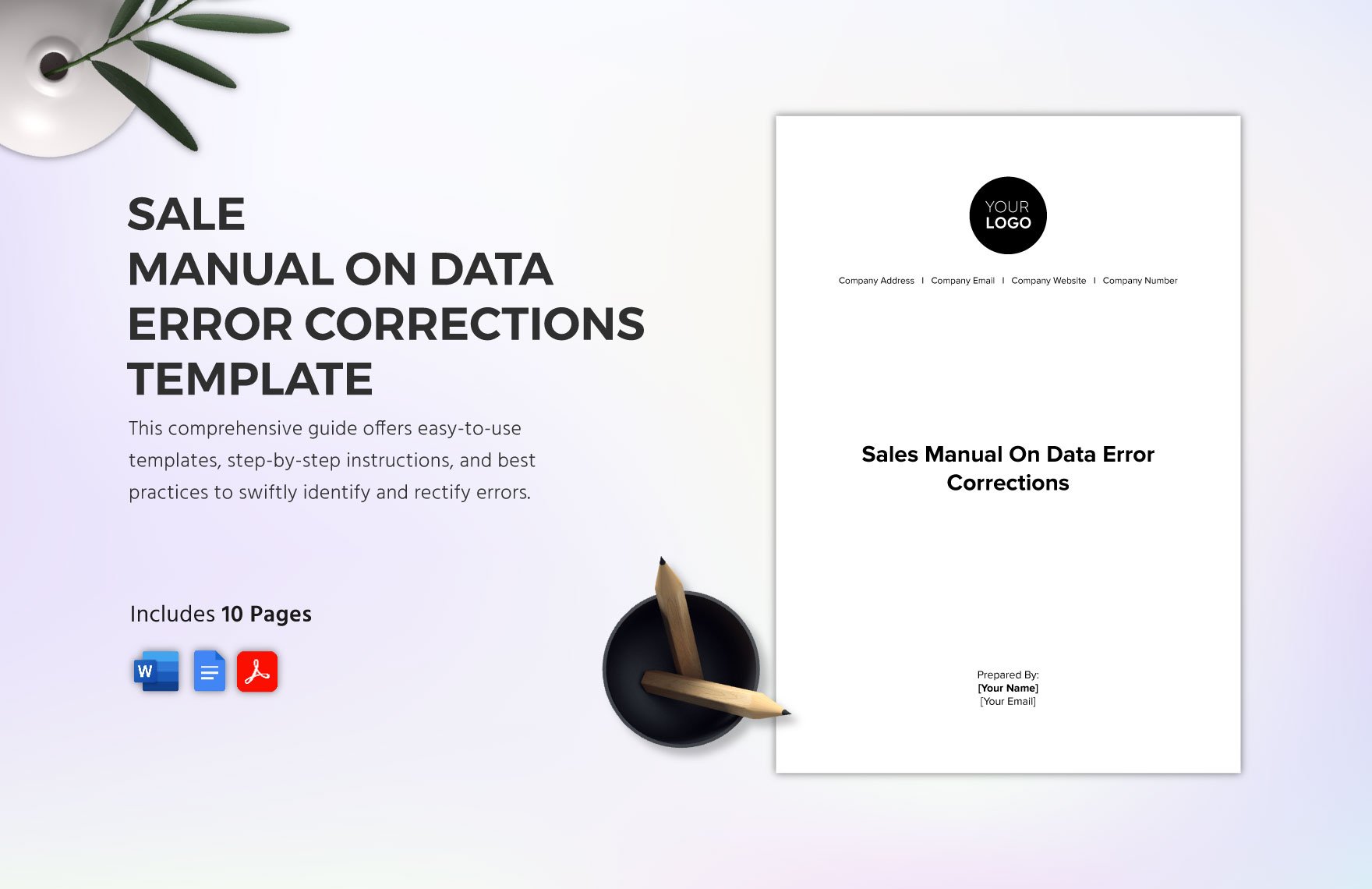 Sales Manual on Data Error Corrections Template in Word, Google Docs, PDF