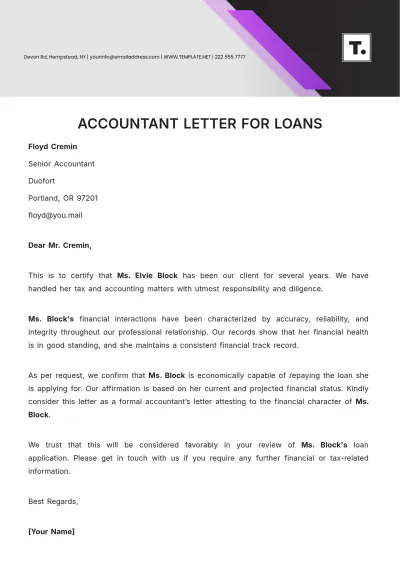 Free Accountant Letter for Loans Template to Edit Online