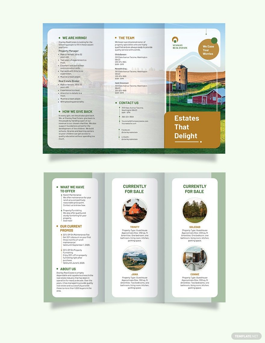 Ranch Tri-Fold Brochure Template in Word, Google Docs, Illustrator, PSD, Apple Pages, Publisher, InDesign