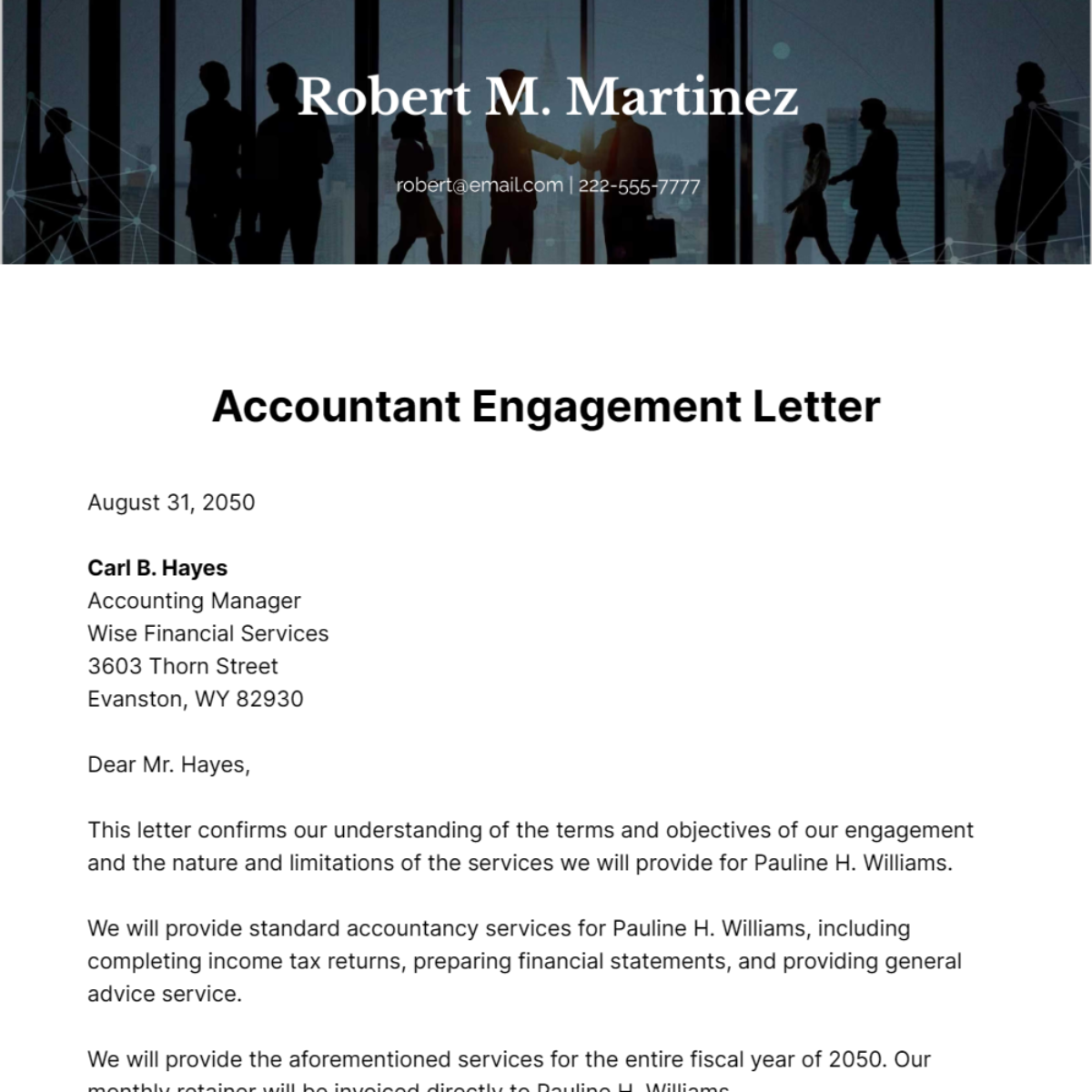 Free Accountant Engagement Letter Template
