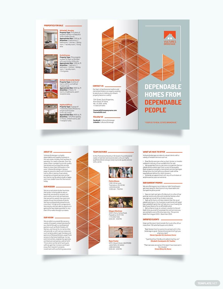 Real Estate Broker Promotional Tri-Fold Brochure Template