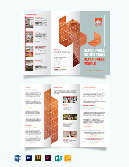 realestate broker promotional tri fold brochure