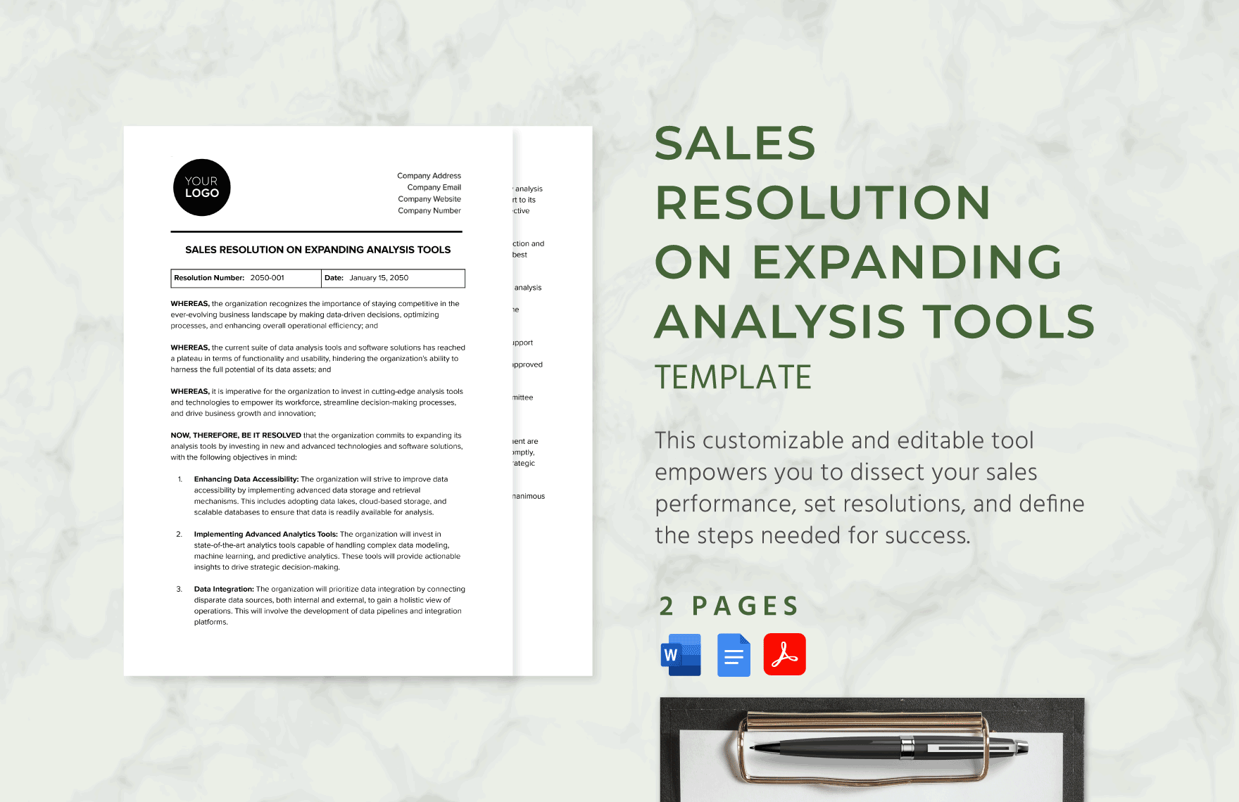 Sales Resolution on Expanding Analysis Tools Template
