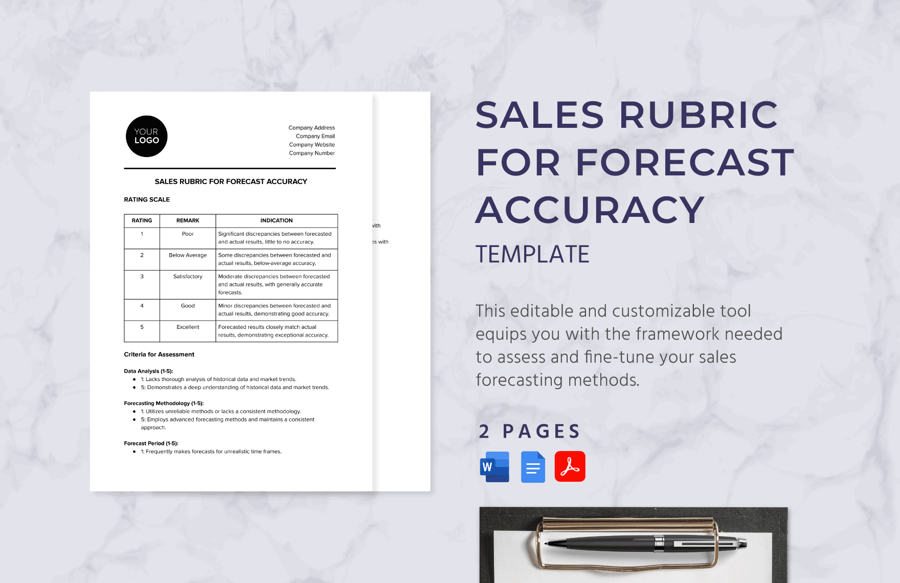 Sales Rubric for Forecast Accuracy Template in Word, Google Docs, PDF
