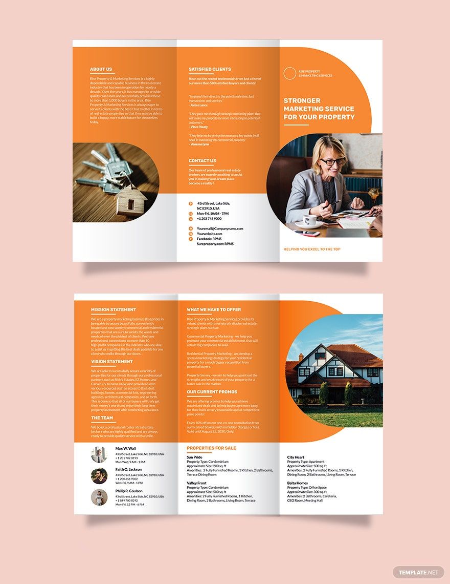 RealEstate Company Marketing Tri-fold Brochure Template