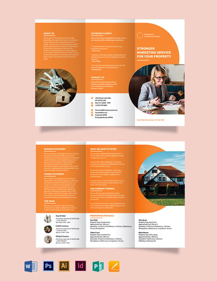 realestate company marketing tri fold brochure