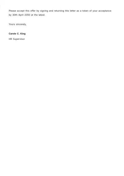Free Offer Letter for Accountant Template to Edit Online