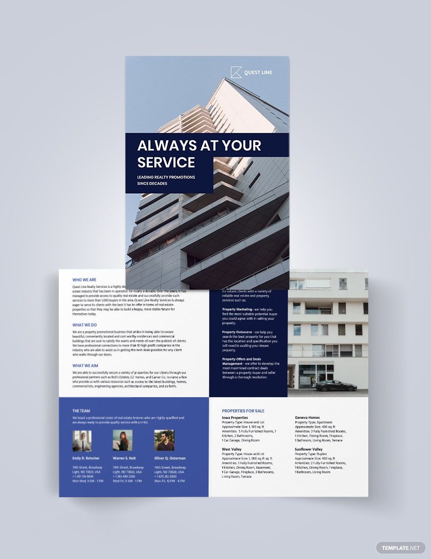 Real Estate Company Promotional Bi-fold Brochure Template