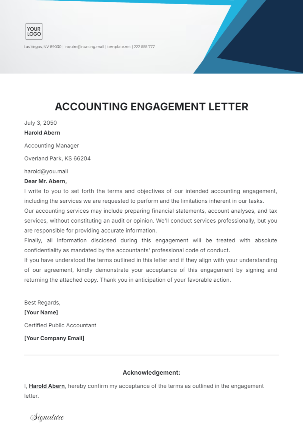 Accounting Engagement Letter Template - Edit Online & Download