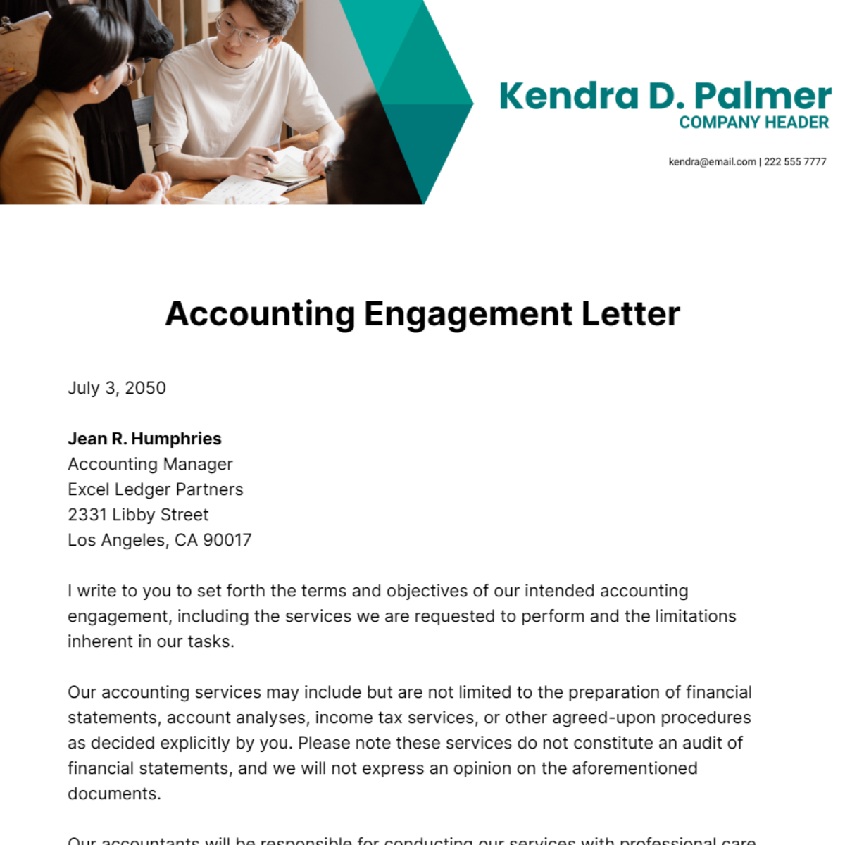 Accounting Engagement Letter Template