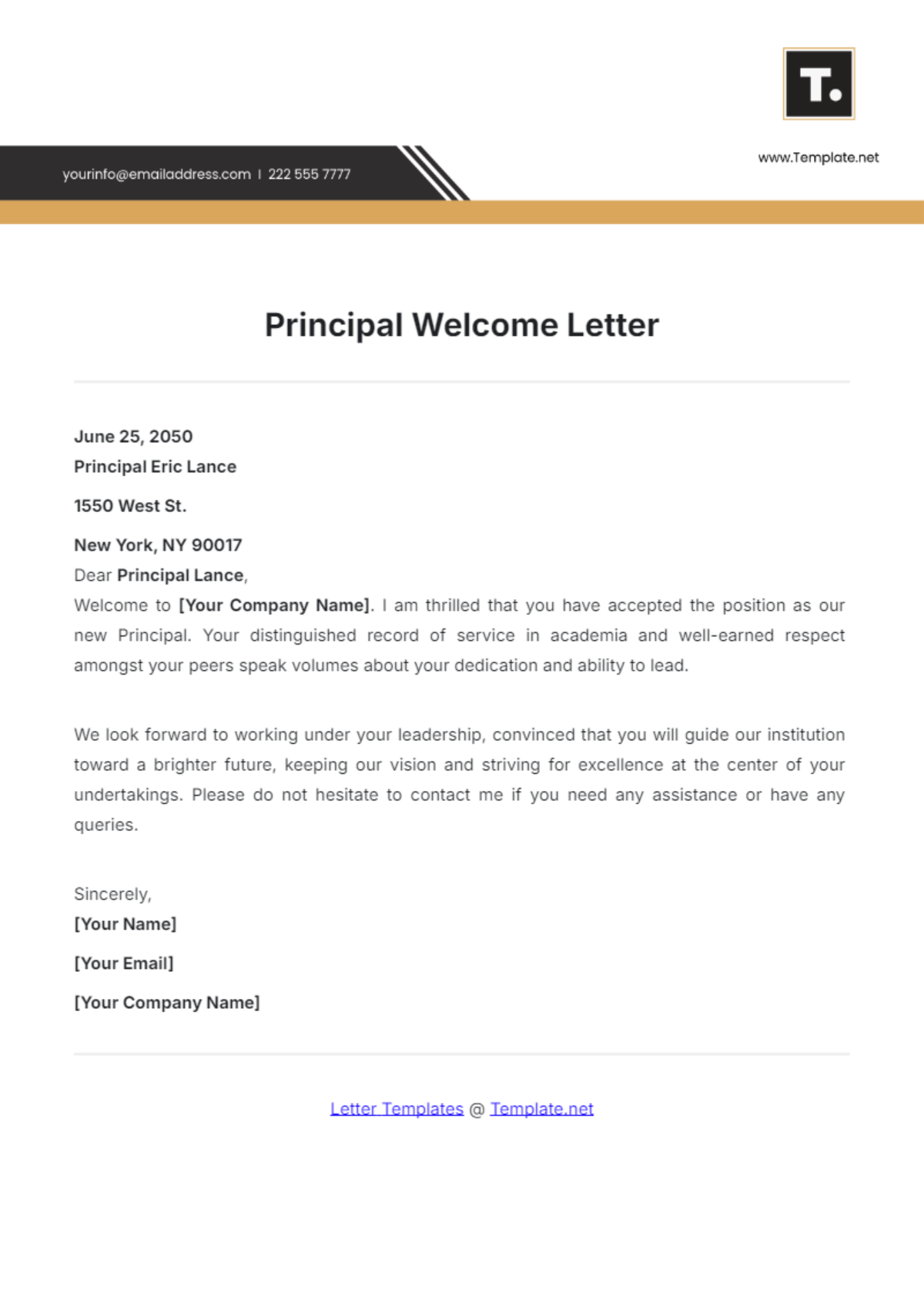 Principal Welcome Letter Template - Edit Online & Download