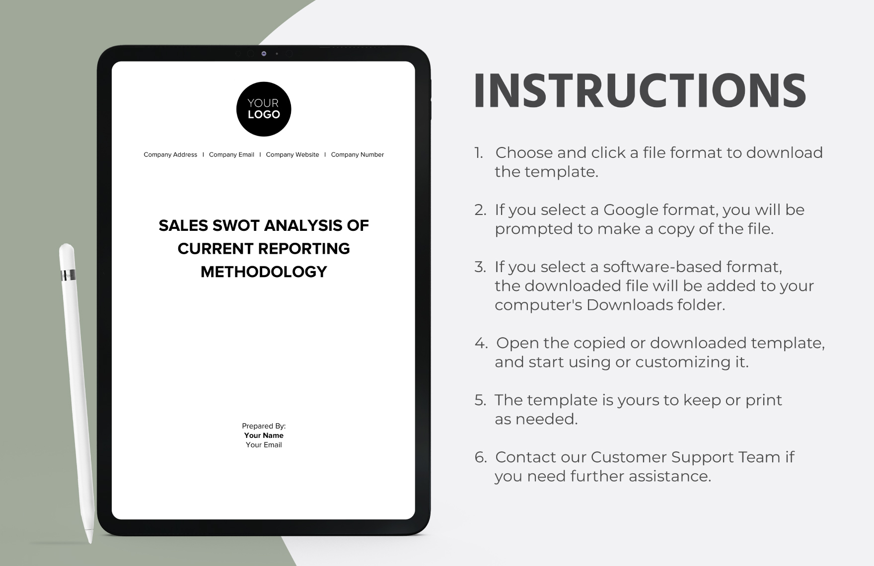 Sales SWOT Analysis of Current Reporting Methodology Template