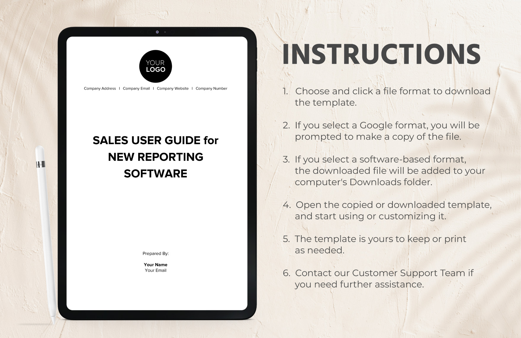 Sales User Guide for New Reporting Software Template