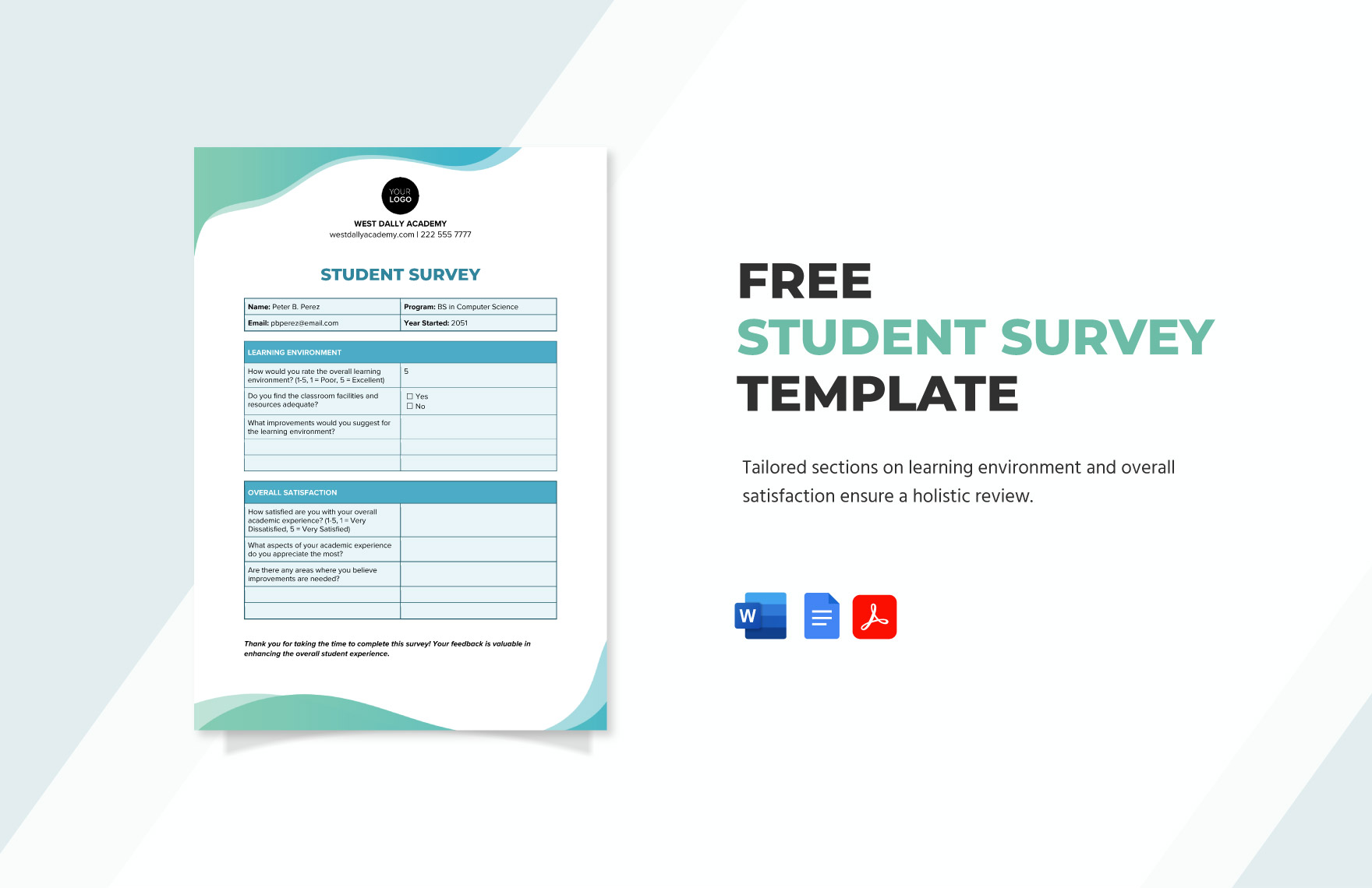 Free Student Survey Template in Word, Google Docs, PDF
