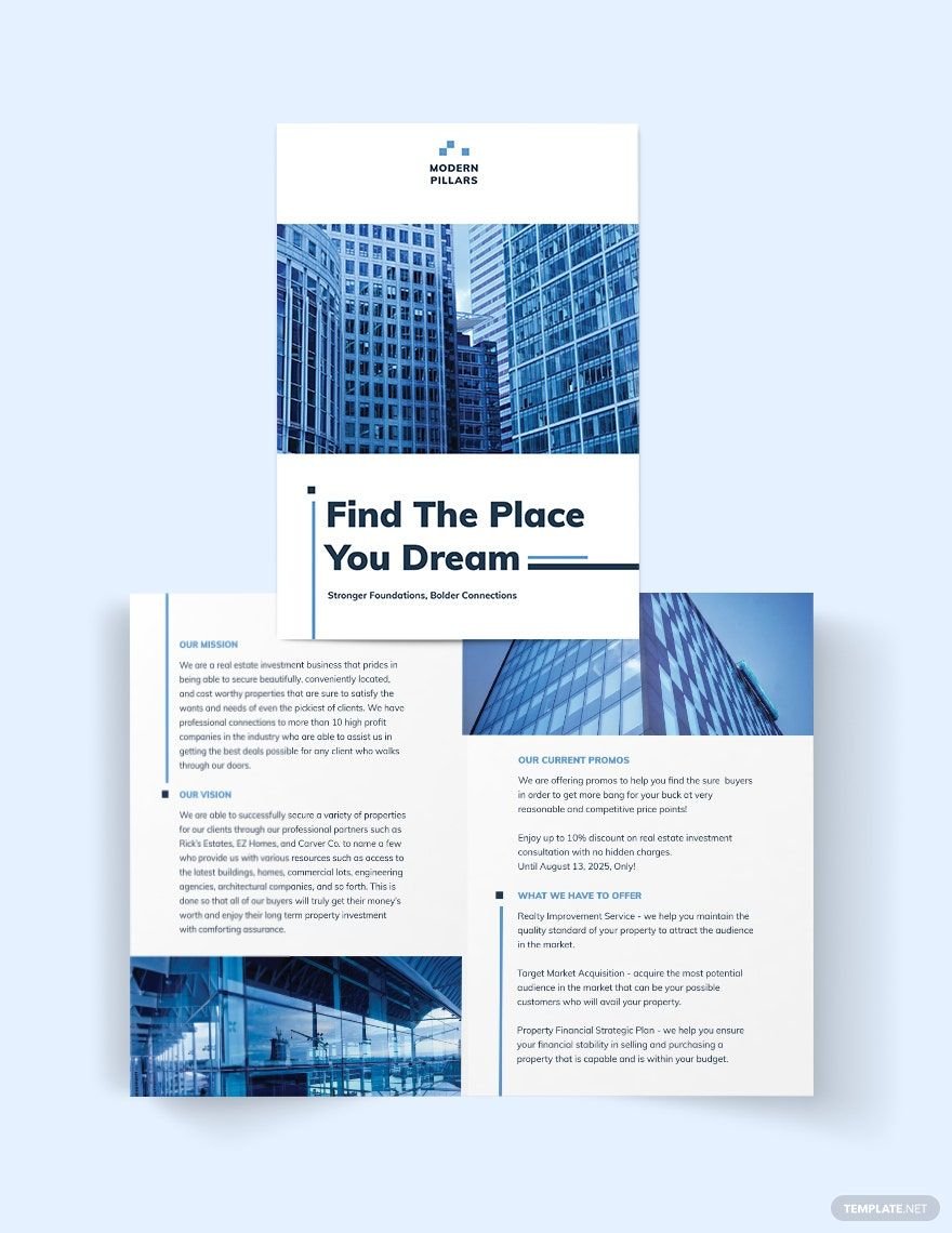 Real Estate Investment Company Bi-Fold Brochure Template