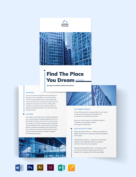 realestate investment company bi fold brochure