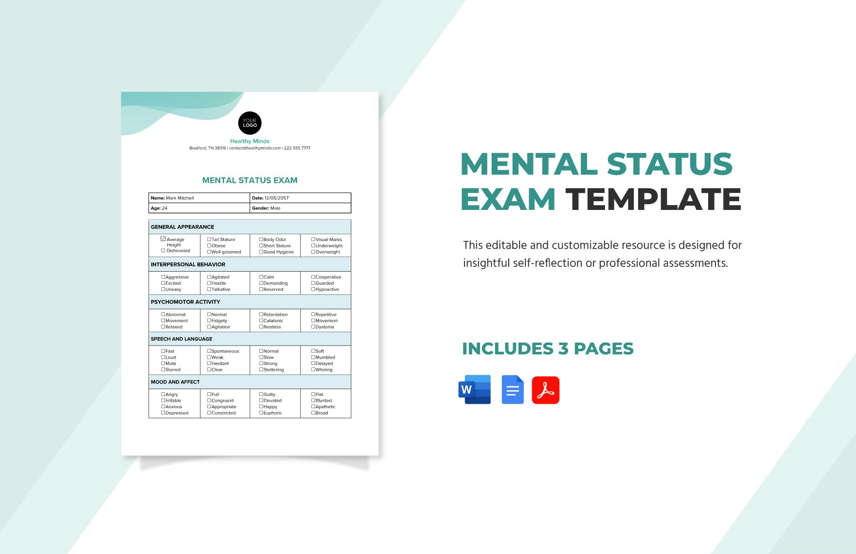 Free Mental Status Exam Template in Word, Google Docs, PDF