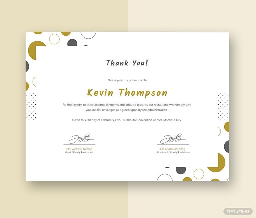 Customer Appreciation Certificate Template