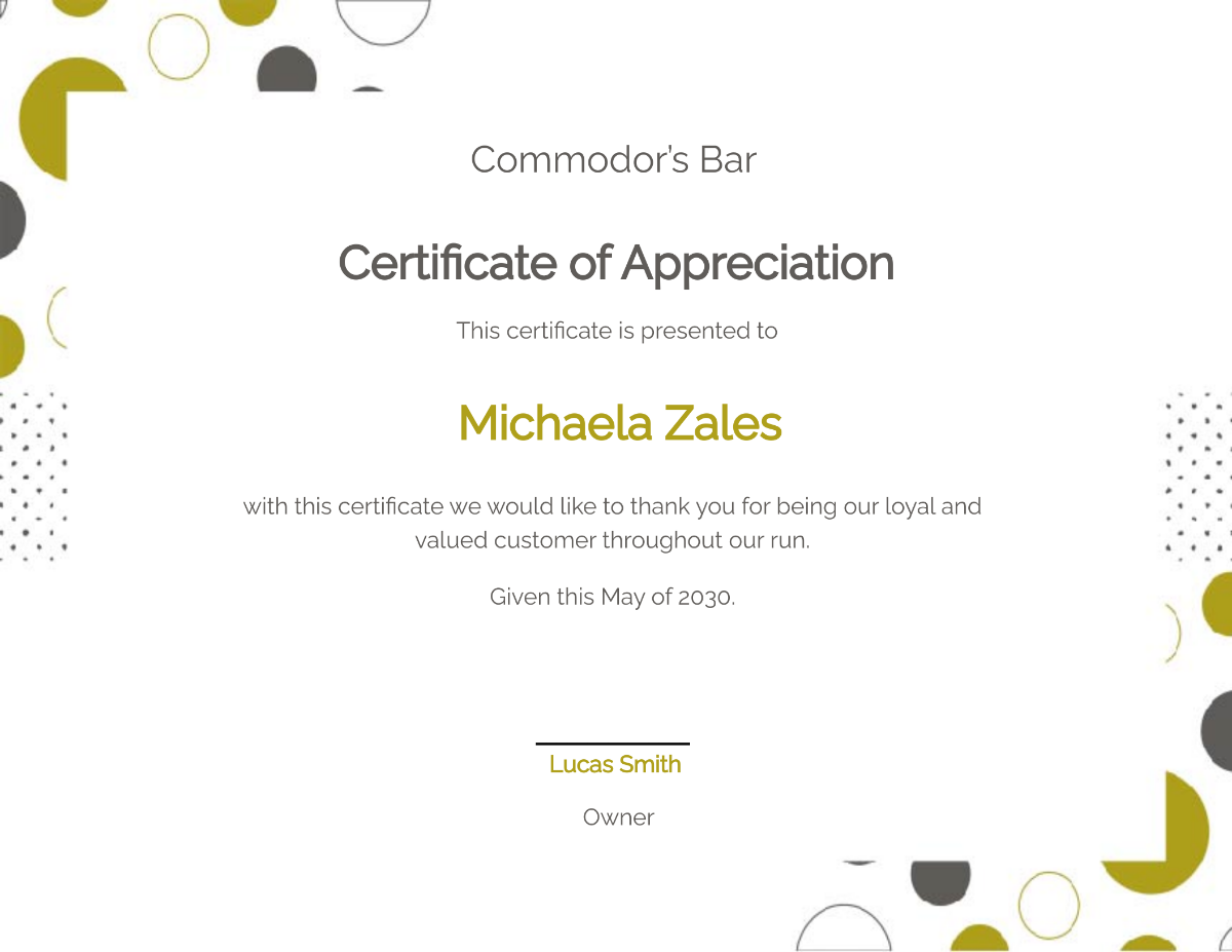 Customer Appreciation Certificate Template