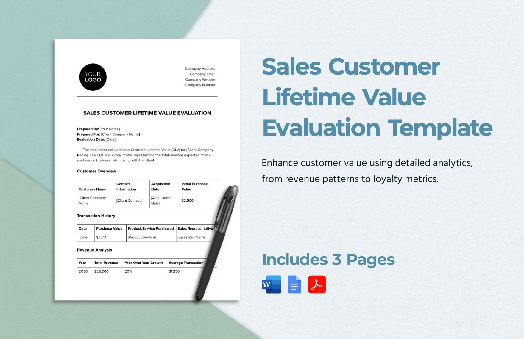 Sales Customer Lifetime Value Evaluation Template in Word, Google Docs, PDF