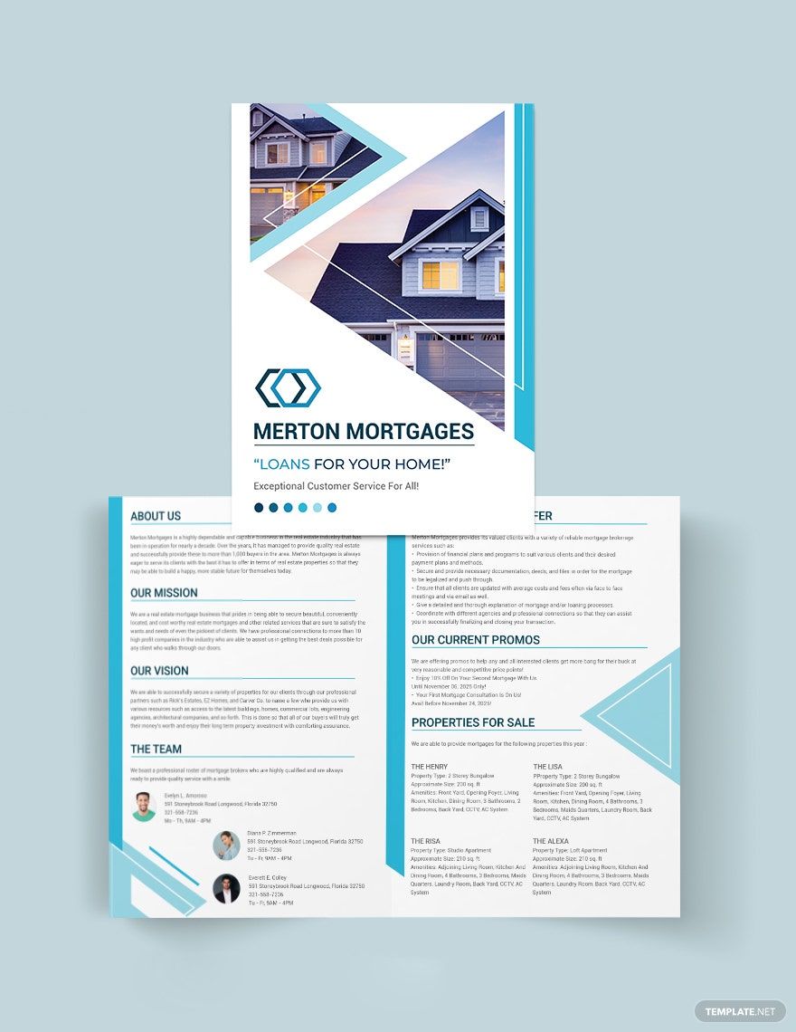 Real Estate Mortgage Broker Bi-fold Brochure Template