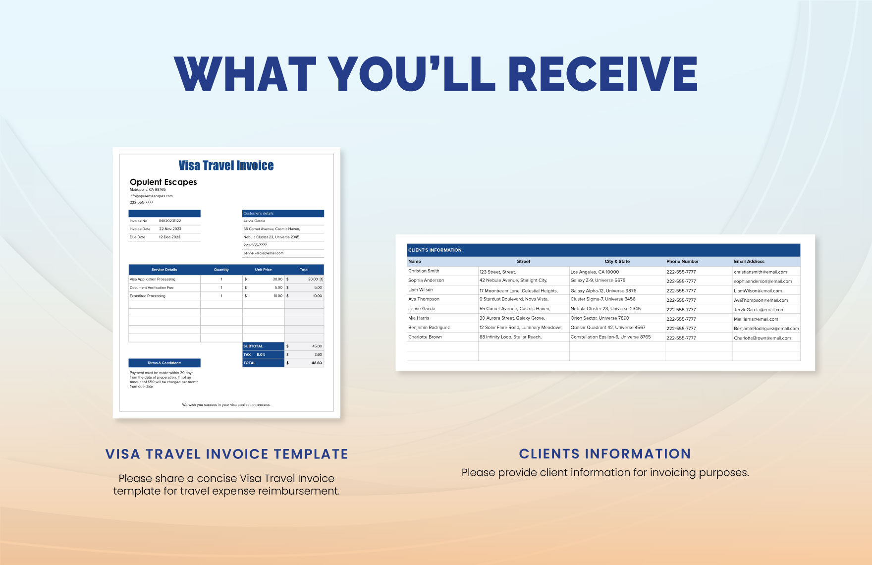Visa Travel Invoice Template