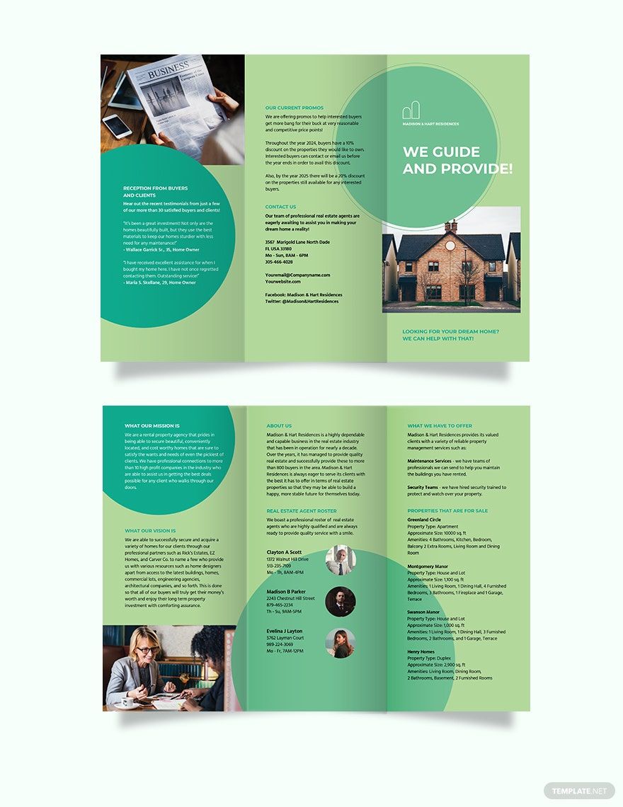 Free Rental Agent/Agency Tri-Fold Brochure Template