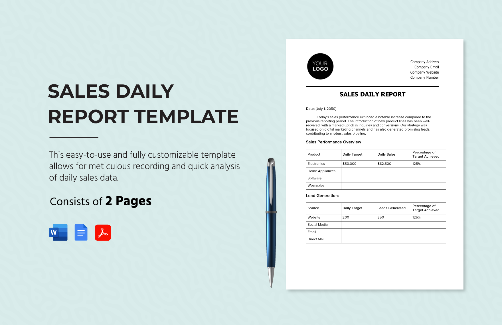 Sales Daily Report Template