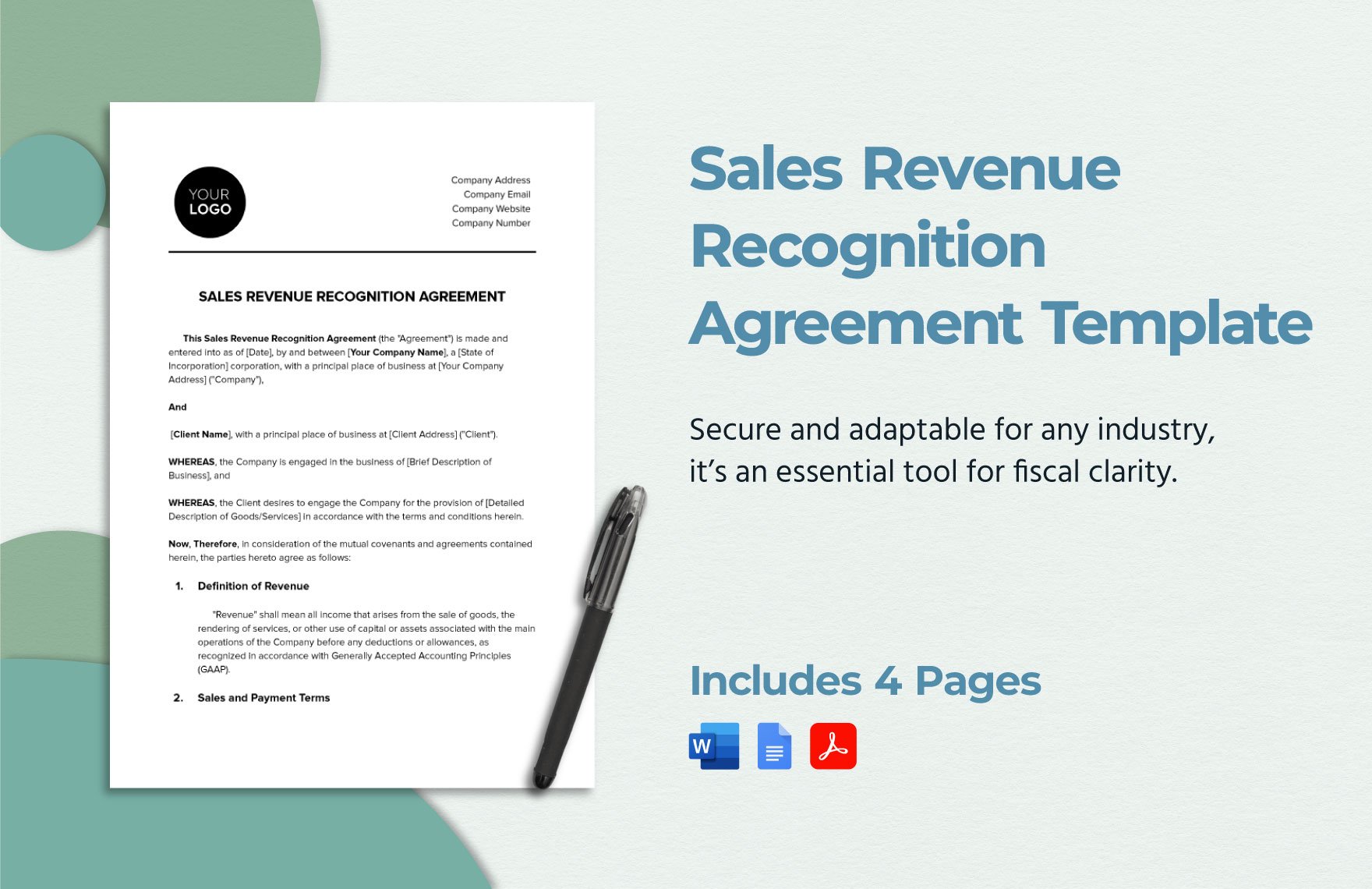 Sales Revenue Recognition Agreement Template