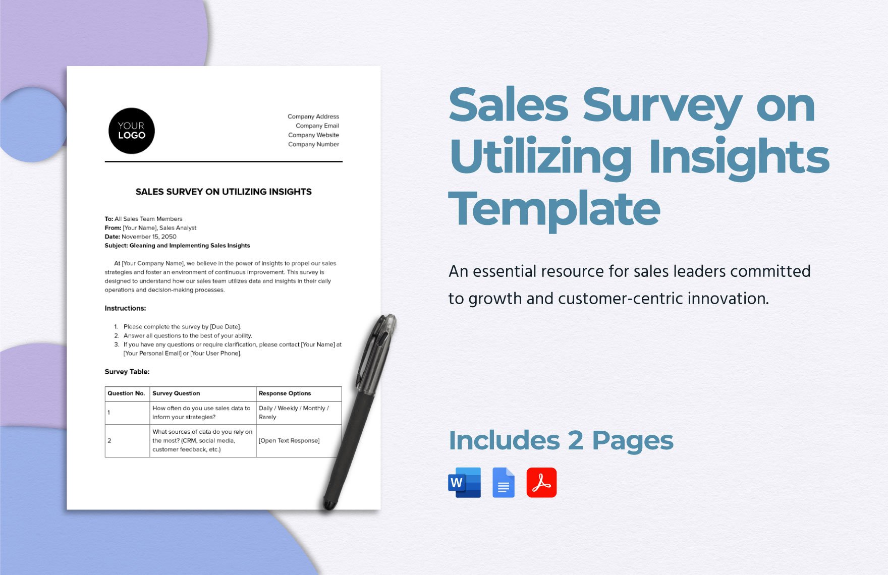 Sales Survey on Utilizing Insights Template