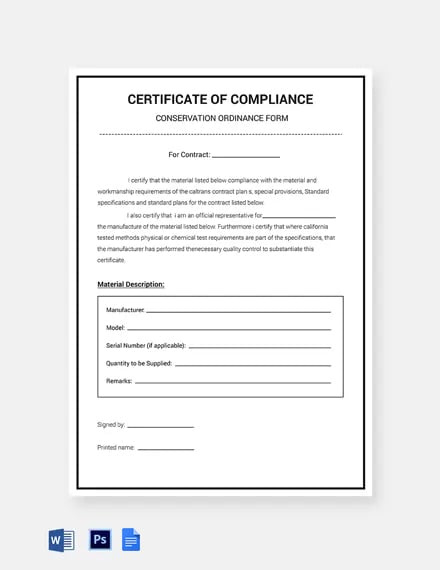Electrical Compliance Certificate Template - Word (DOC) | PSD | Google ...