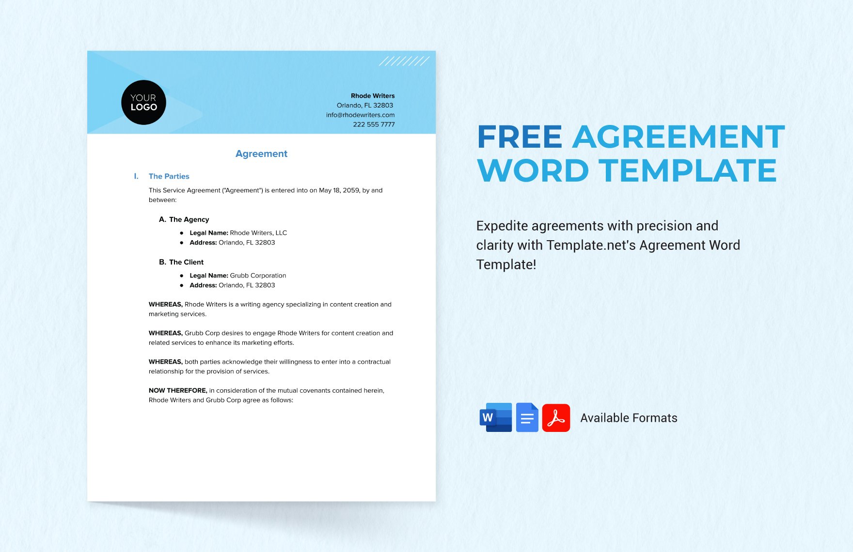 Agreement Word Template