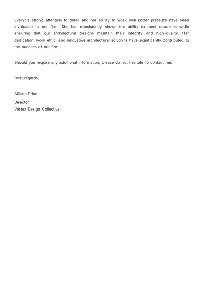 Free Architect Work Experience Letter Template to Edit Online