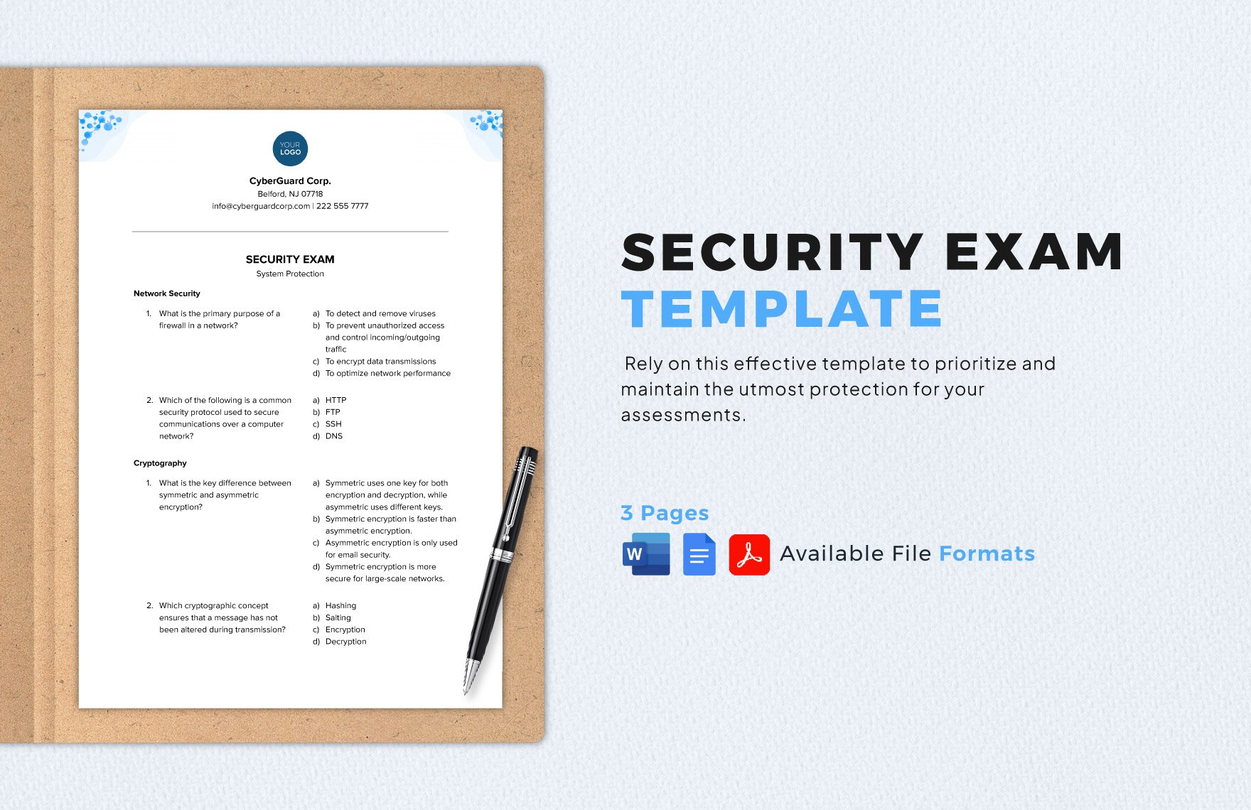 Security Exam Template in Word, Google Docs, PDF