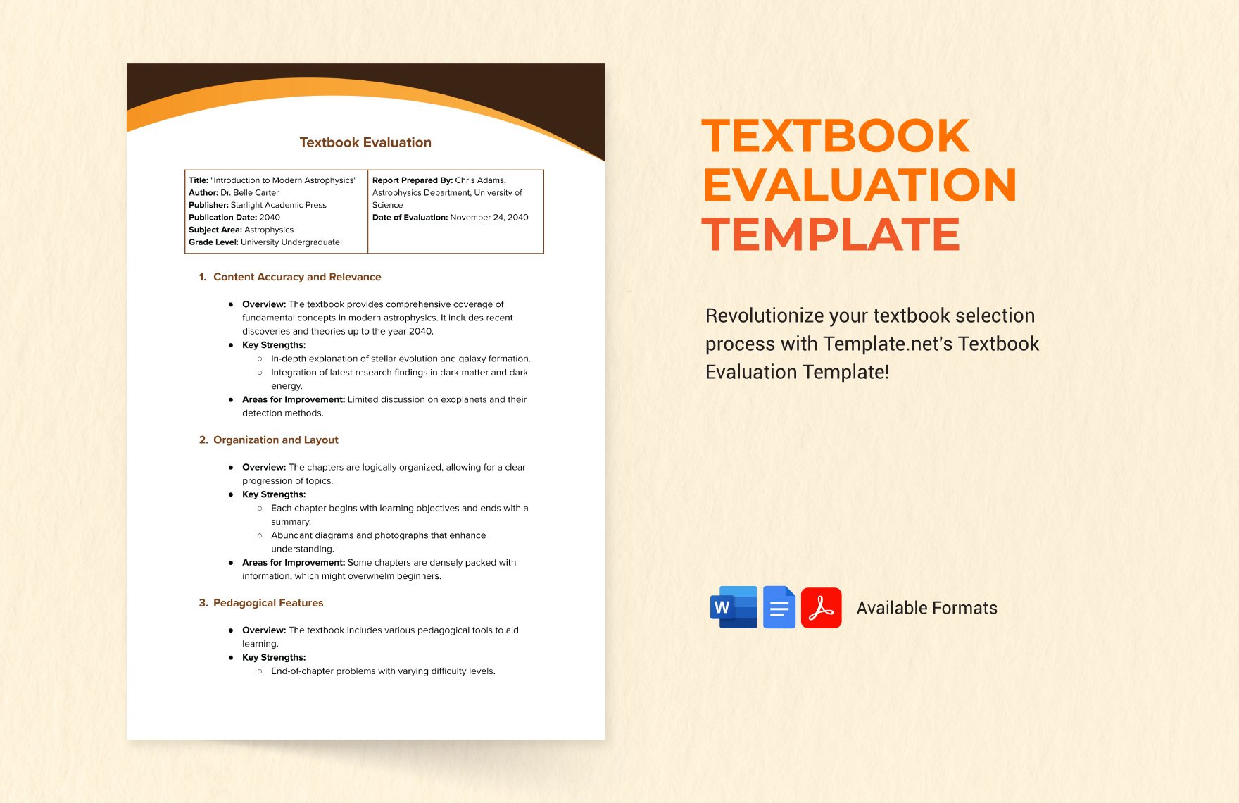 Textbook Evaluation Template